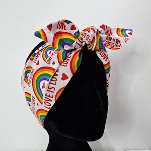 Love is Love LGBTQ+ pride head scarf hair wrap hair accessory headscarf