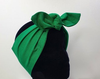 Green Solid headscarf hair wrap