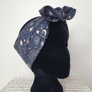 Celestial moon star sun Astrology space universe hair wrap pin up style hair accessory headscarf