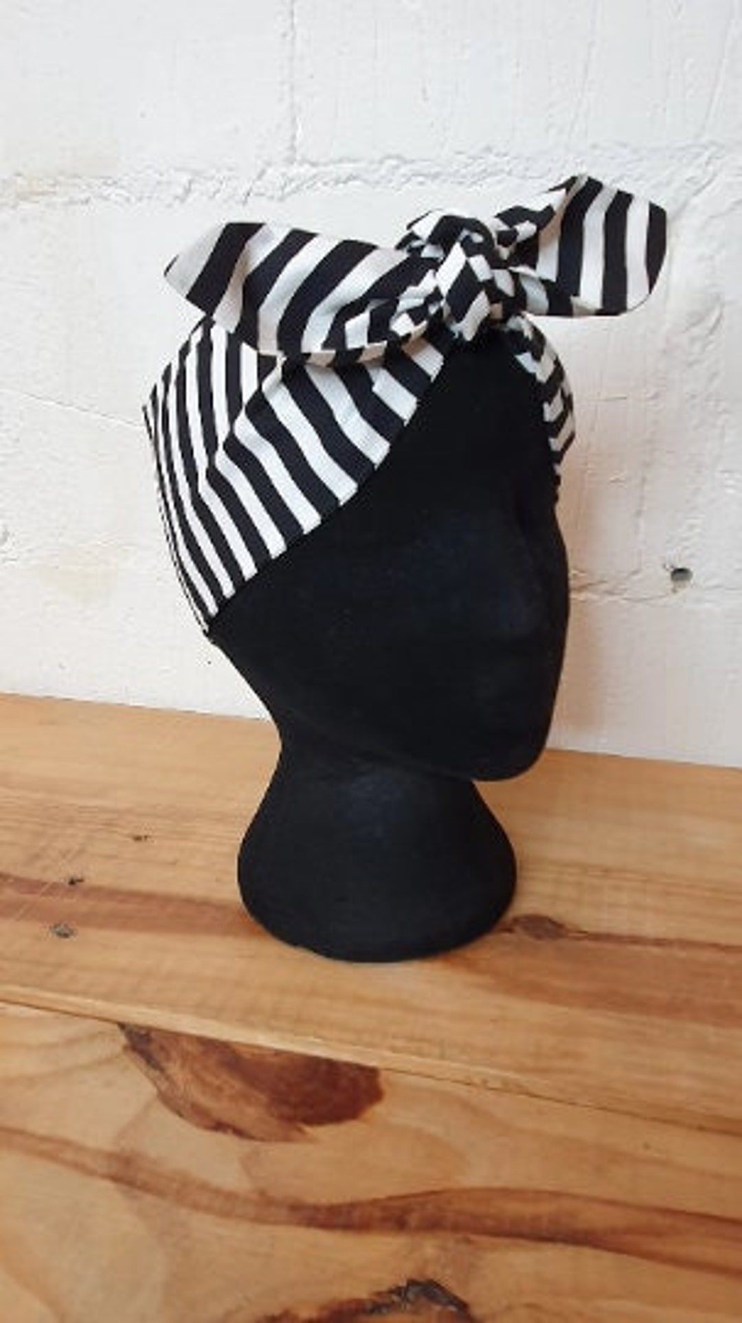 Black White Striped Striped Head Scarf Hair Wrap Pin up Style Hair ...