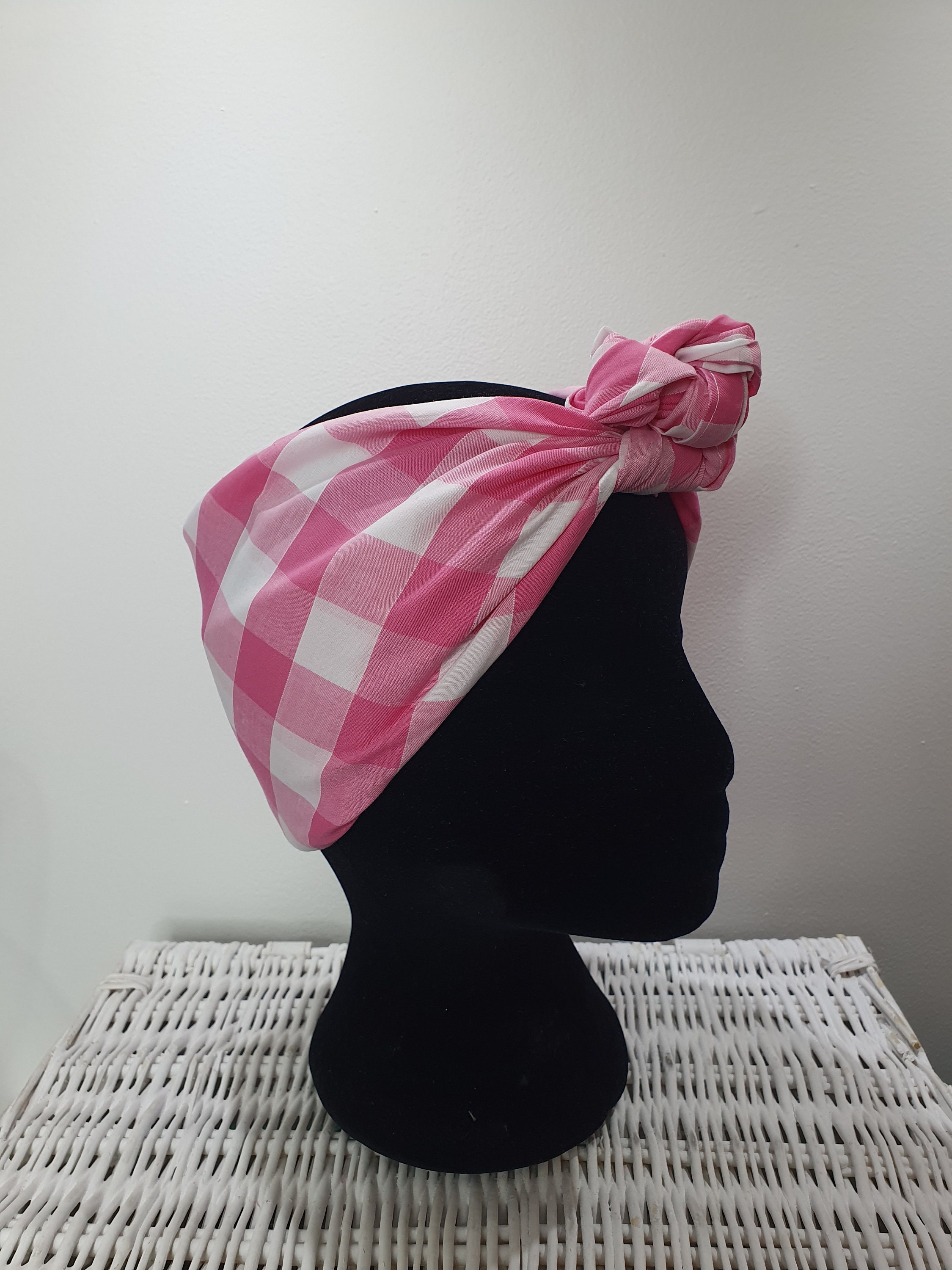 Vtg Gingham Saks Fifth Avenue Turban Hat Draped Gathered Multi Colored Fabric 1950s/1960s Saks Fifth Avenue Black Scalloped Floral Sun Hat  main image 4