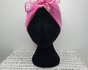 Pink Iridescent Unicorn Pink Trim Chiffon Sheer Neck Head