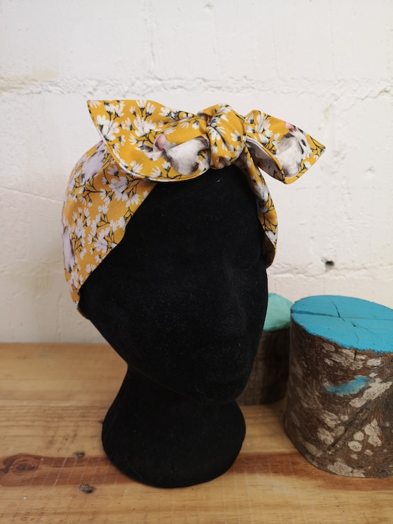 Mustard Yellow Bunny Rabbit Head Scarf Hair Wrap Pin up  display picture 2