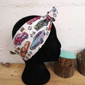 Racing cars goodwood head scarf hair wrap pin up style hair accessory headscarf bandanna