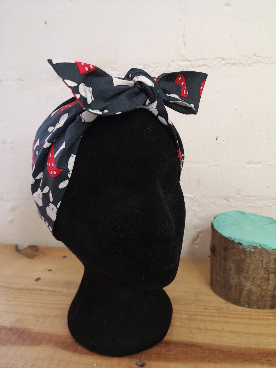 ゆか様manimaris Bunny scarf Bunny Rabbit and Toadstools Head Scarf Hair Wrap Pin up