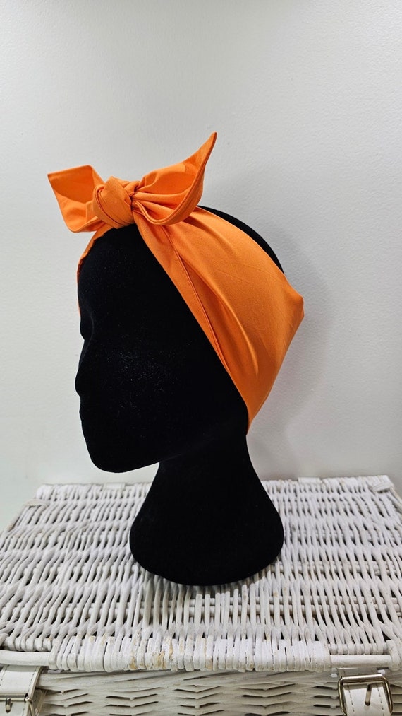 Orange Solid Headscarf Hair Wrap - Etsy display picture 2
