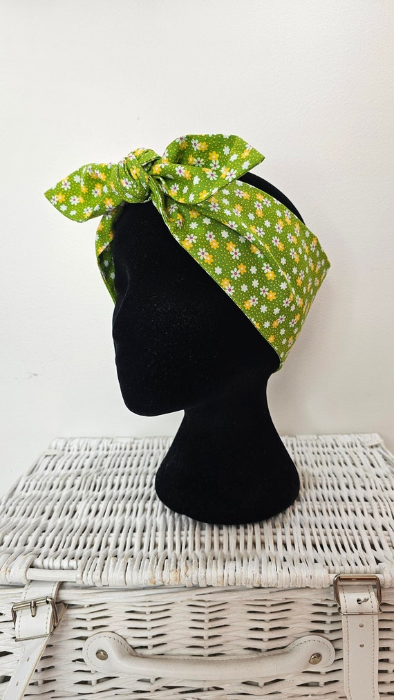 Elegant Green Headwrap with Floral Accents Light Mint Green Fascinator Flower Padded Headband Headpiece  main image 2