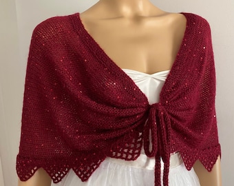 Sequin Knit Bridal Shawl, Evening Cover Up