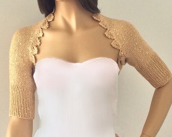 Gold Shrug, Bridal Shrug, Wedding Bolero, Bridal Cover Up, Shrugs & Boleros