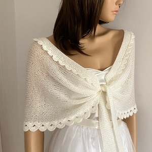 Ivory Bridal Shawl, Wedding Shawl, Bridal Cover Up, Sheer Shawl, Bridal Dress Topper, Evening Shawl, Evening Shrug