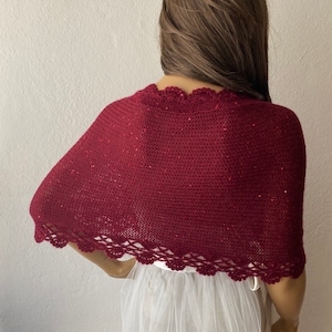 Bridal Shawl, Wedding Shawl Wrap, Burgundy Shawl, Bridal Shawl, Bridal Cover Up, Shoulder Wrap, Sequin Shawl