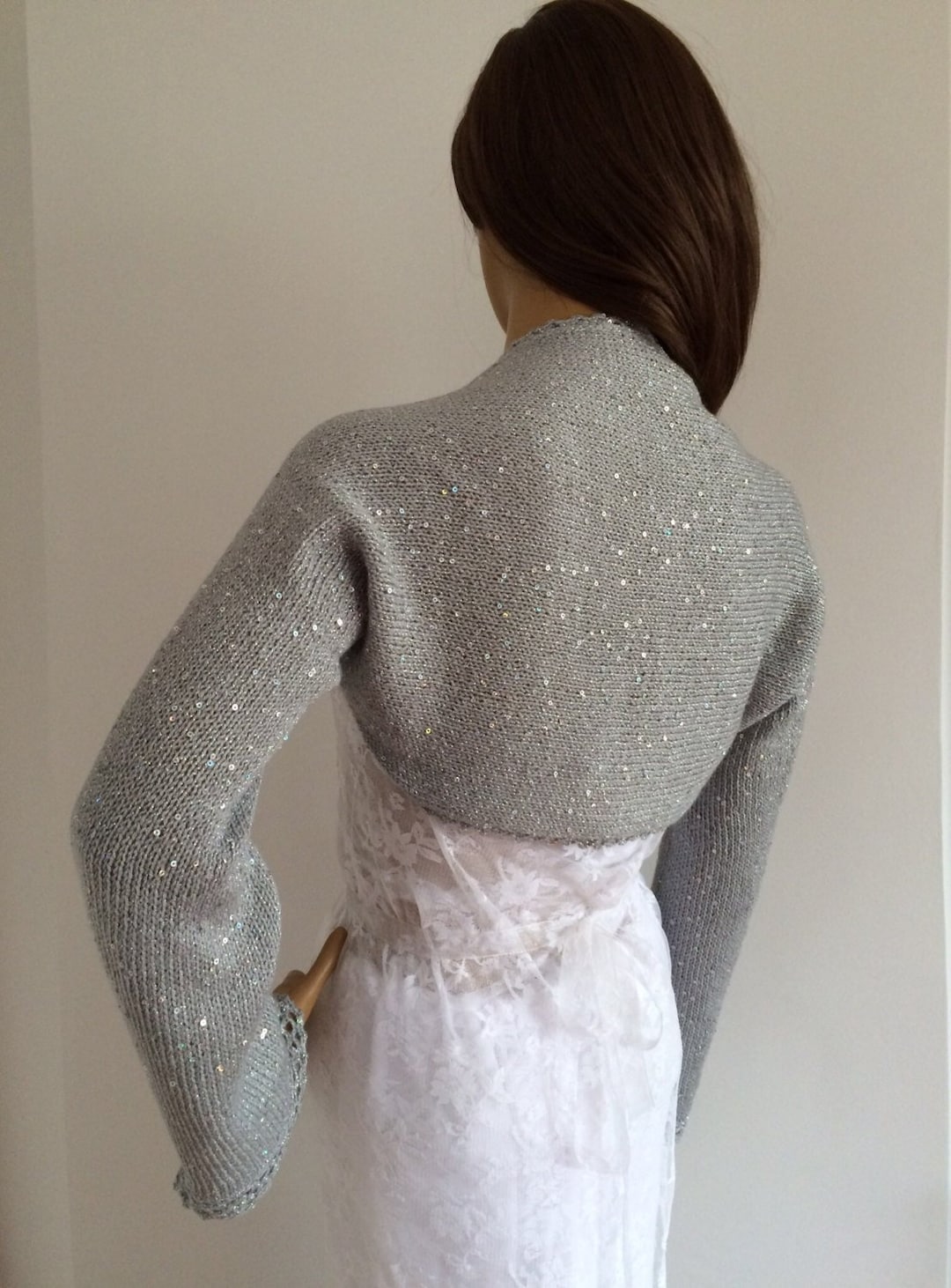 Evening Shrug Silver Sequin Shrug Wedding Sweater Bridal Cover Up Wedding Bolero Etsy UK