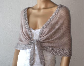 Sequin Bridal Shawl, Glittery Wedding Cover Up, Evening Shawl with Sequins