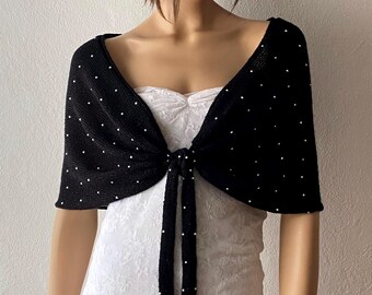 Evening Shawl with Pearl Beads, Bridal Shawl Wrap