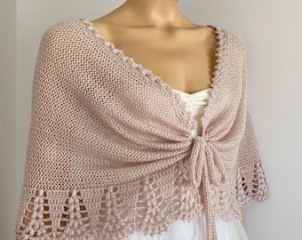 Shawl for Wedding, Bridal Shawl, Bridal Stole, Evening Shawl, Hand Knitted Formal Shawl