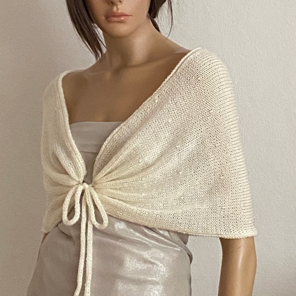 Pearl Beaded Shawl, Wedding Shawl, Dressy Shawl Wrap, Bridal Dress Topper, Wedding Dress Cover Up, Evening Shawl, Formal Shawl