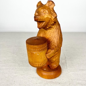 Vintage USSR Carved Wood Bear