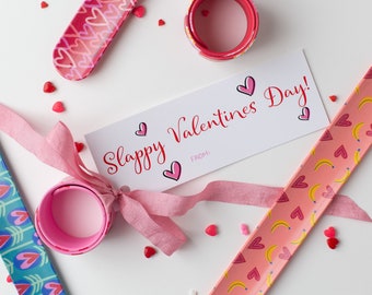 Kids Valentines "Slappy Valentines Day" Gift Tags / Greeting Cards / Classroom Valentines - Personalized or Blank
