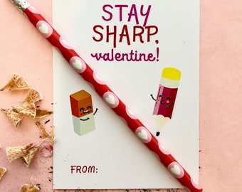Kids Valentines "Stay Sharp Valentine" Gift Tags DIGITAL FILE / Greeting Cards / Classroom Valentines - Personalized or Blank