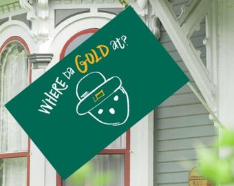 Authentic Crichton Leprechaun House Flag / Alabama Leprechaun / Home Decor / Irish / I Want The Gold / Where Da Gold / Mobile, AL