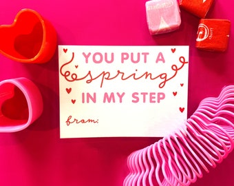 Kids Valentine Slinky "Spring" Tags  Greeting Cards  Classroom Valentines - Blank Digital File *GIFT NOT INCLUDED