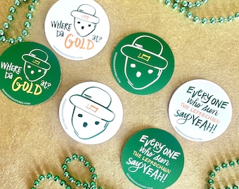 Authentic Crichton Leprechaun Set of Stickers / Alabama Leprechaun / Flair / Labels | Irish | I Want The Gold | Where Da Gold / Mobile, AL