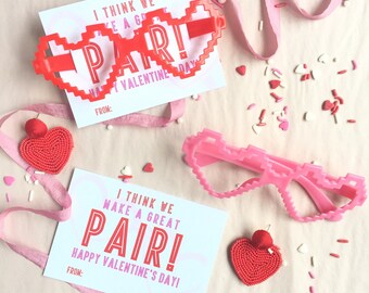 Kids Valentines "The Perfect Pair" Gift Tags DIGITAL FILE / Greeting Cards / Classroom Valentines - Personalized or Blank