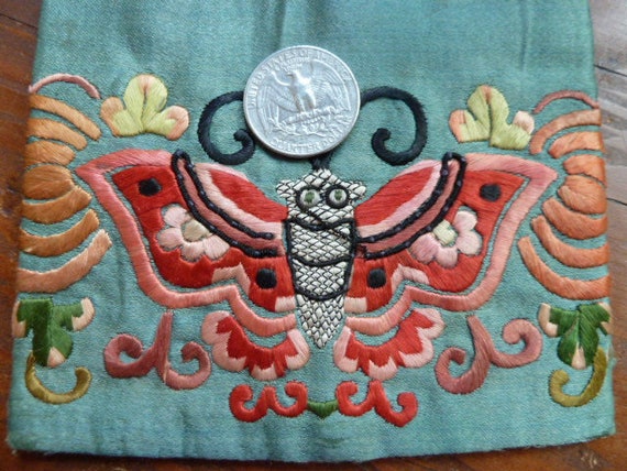 Vintage Chinese Silk Embroidered Purse Pouch Bag … - image 3