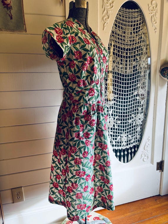 Vintage 1960s Floral Cotton Print Day Summer Dress - image 4