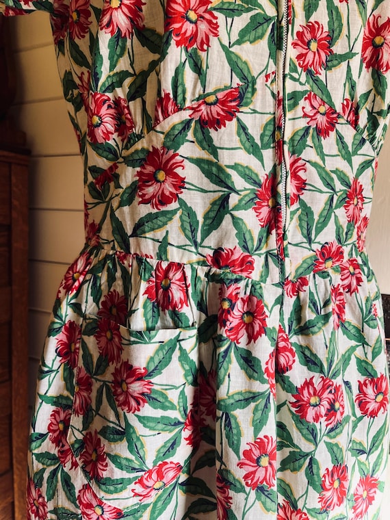 Vintage 1960s Floral Cotton Print Day Summer Dress - image 2