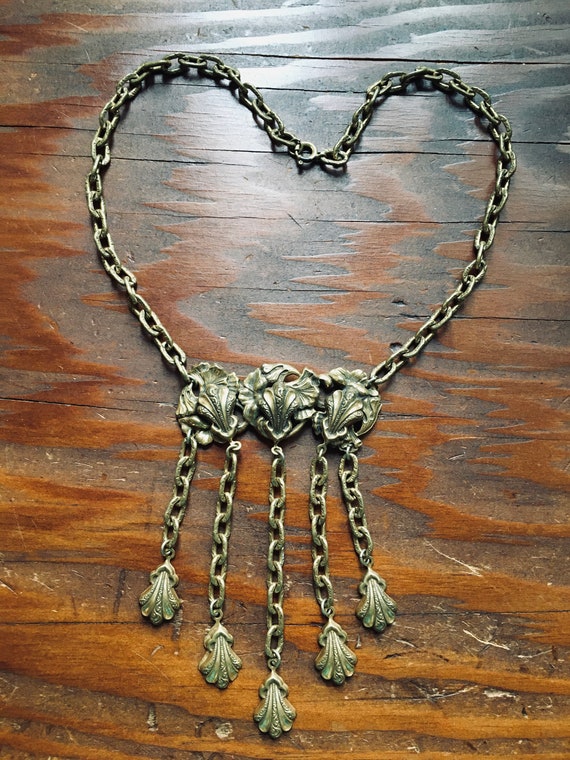 Vintage 30s 40s Art Deco Necklace with Dangles