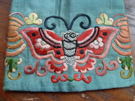 Vintage Chinese Silk Embroidered Purse Pouch Bag … - image 2