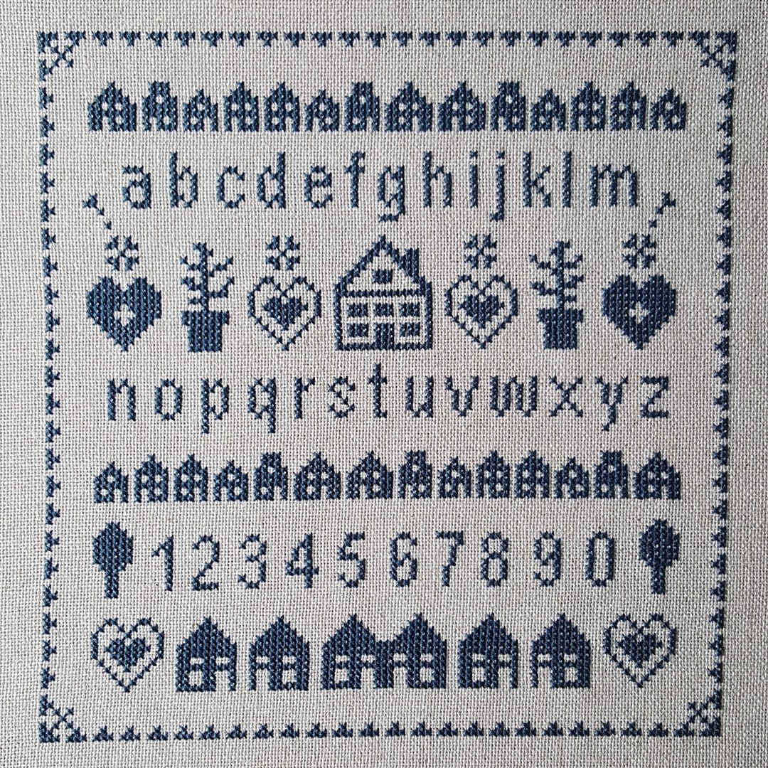 Sampler Blue, Cross Stitch Pattern, Counted Cross Stitch Chart