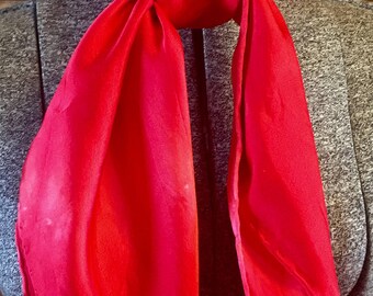 Hand dyed, exquisite Silk Charmeuse  44 x 44 Square scarf in  Red