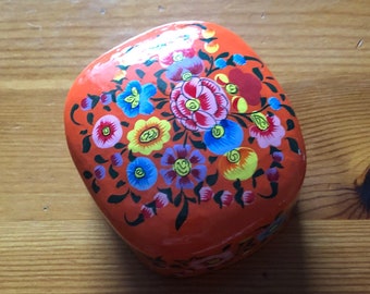 Vintage Papier Mâché Jewelry Box, Victorian Floral Decoration 04230350