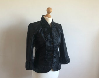 Vintage leather jacket, women’s black leather jacket, short leather coat, buttersoft leather, 1990s, 01230400
