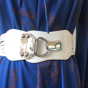 Vintage stretch belt, waist cincher, stretch white waspie, cummerbund style clincher, 01220200 image 1