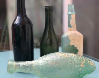 Vintage Flasche, alte antike Flasche, Apothekerflasche, viktorianische Flasche, alte Weinflasche, einzeln verkauft, 09200230