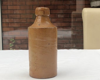 Antique ink bottle, ink pot, vintage English brown stoneware, earthenware stone ink jar, Victorian bottle, 01230200