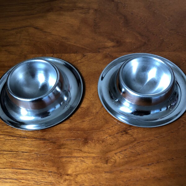 Vintage egg cups, German stainless steel eggcups, nesting stacking egg cups, set of 2, 03200100