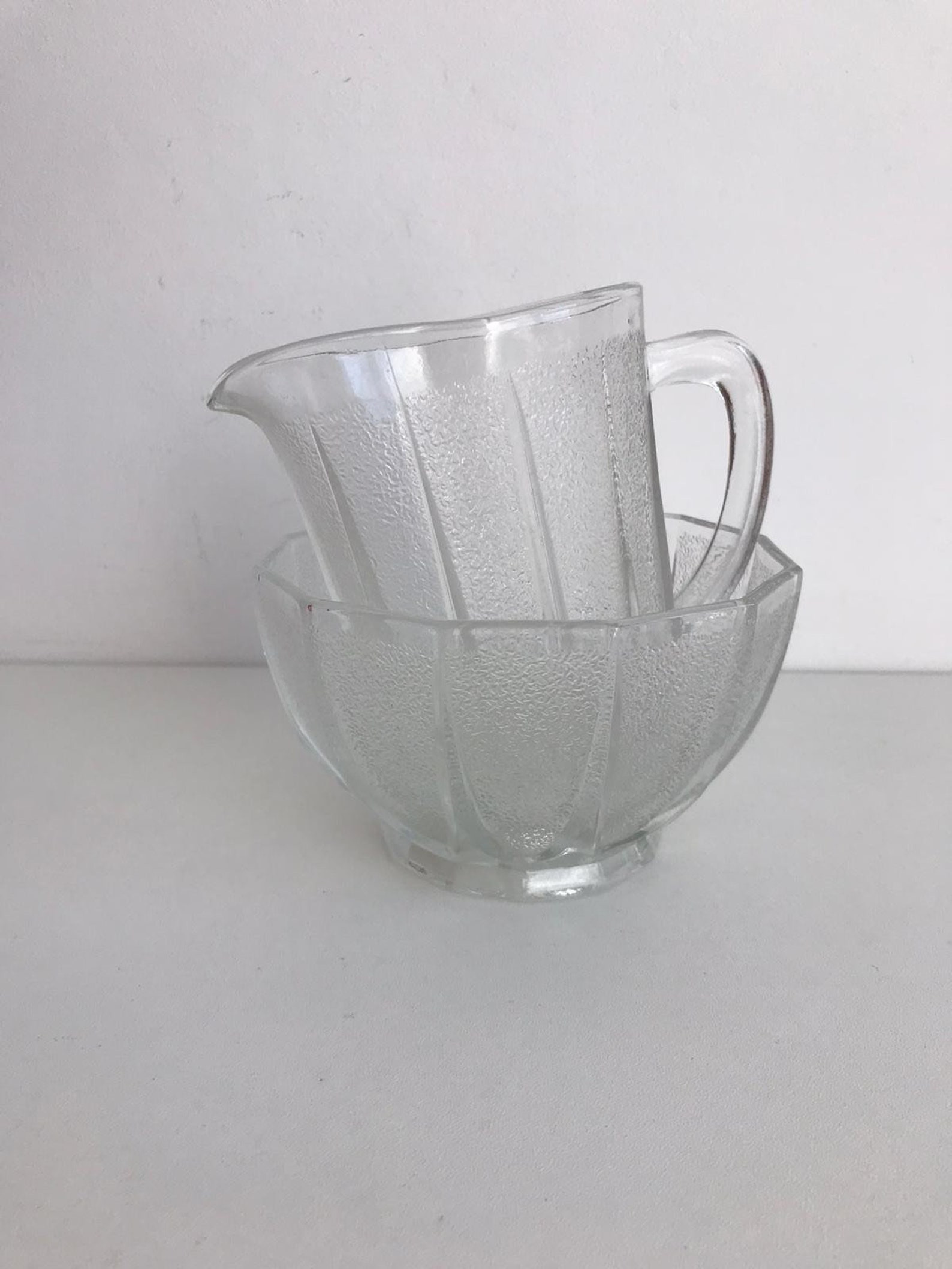 Vintage creamer set frosted milk jug and sugar bowl pressed Etsy