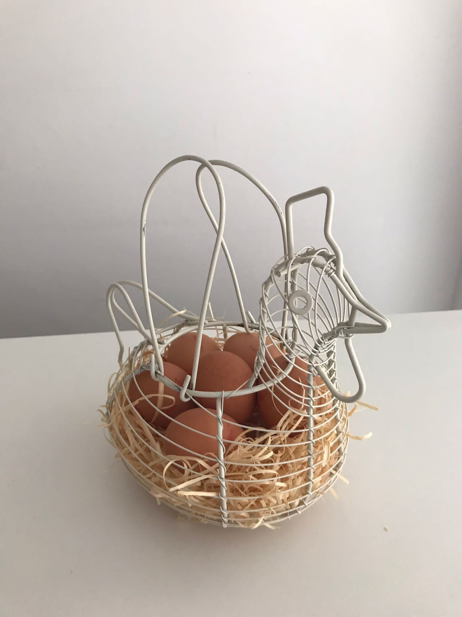 Vintage Wire Egg Basket Egg Storage Shabby Chic French Hen Etsy UK