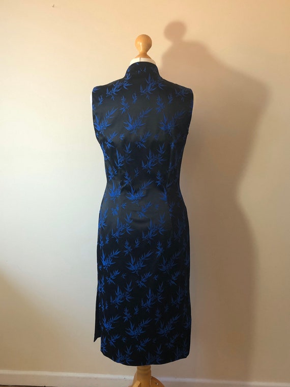 Vintage cheongsam dress, blue Chinoiserie dress, … - image 6