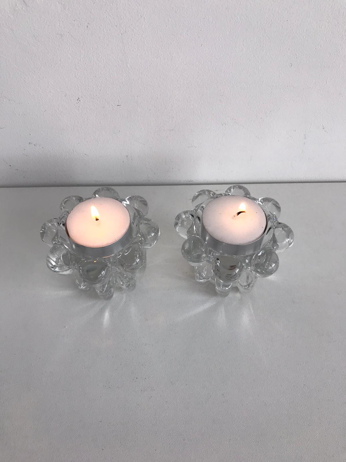 Vintage tea light holders glass tea light holder chunky Etsy
