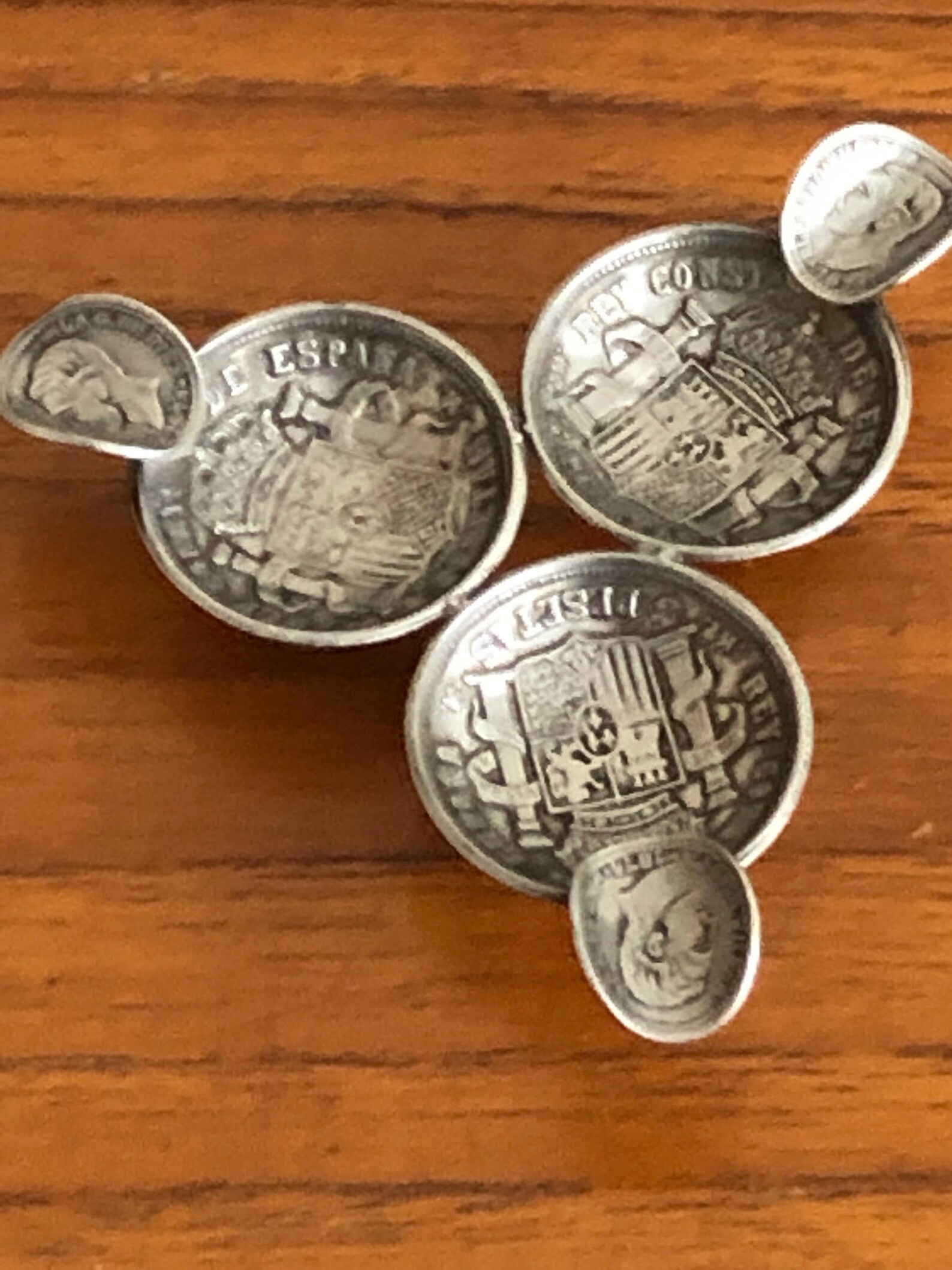 Vintage silver coin ashtray Spanish coin souvenir pocket ash Etsy