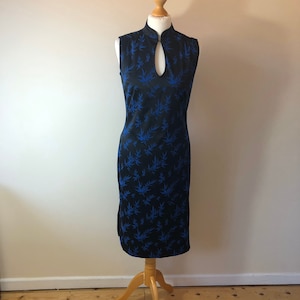 Vintage cheongsam dress, blue Chinoiserie dress, evening gown, Chinese style prom dress, Halloween costume party, fancy dress 02200450
