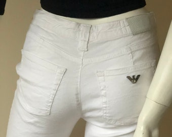Jeans Armani vintage, jeans bianchi Giorgio Armani, jeans slim fit anni '90, taglia 6 - 8 UK, taglia 2 - 4 US, 03220300