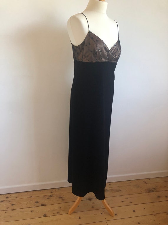 Vintage evening dress, midi length gown, black ve… - image 2
