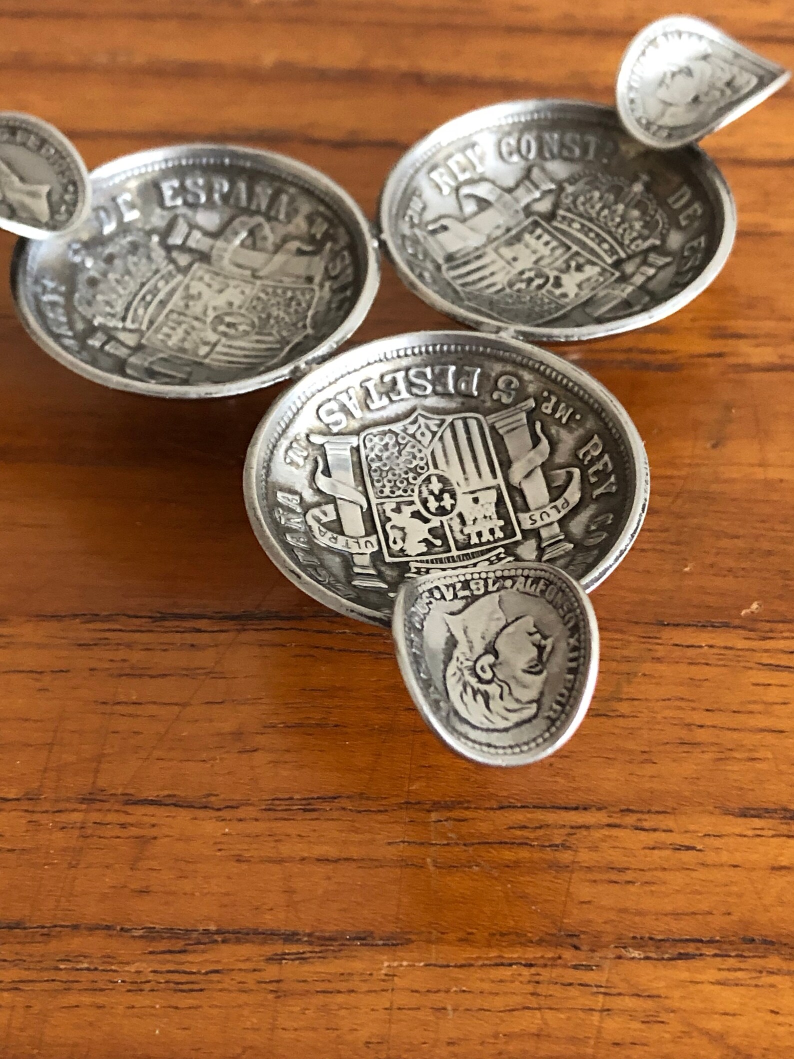 Vintage silver coin ashtray Spanish coin souvenir pocket ash Etsy