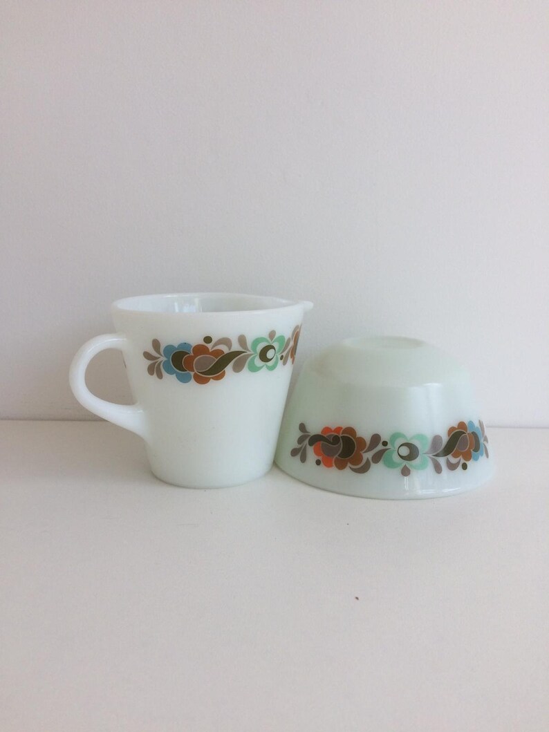 Vintage Pyrex Creamer Set Carnaby Tempo Milk Jug Sugar Bowl Etsy